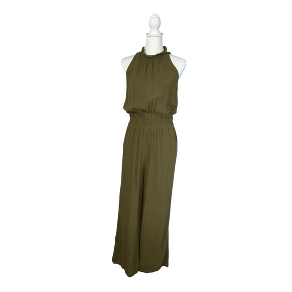 Chelsea28  Sleveless Olive Green Wide Leg Crop Jumpsuit - Picture 3 of 8